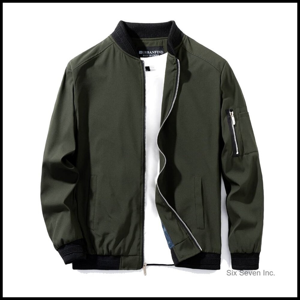 Slim Fit Lightweight Bomber Jacket Casual Sportswear Varsity Style Retro